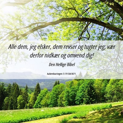 Picture 06 - Aabenbaringen 3:19 DA1871 - Alle dem, jeg elsker, dem revser og tugter jeg; - Bible Verse Picture