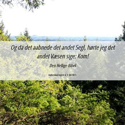 Picture 06 - Aabenbaringen 6:3 DA1871 - Og da det aabnede det andet Segl, hørte jeg det - Bible Verse Picture