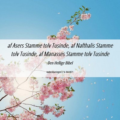 Picture 06 - Aabenbaringen 7:6 DA1871 - af Asers Stamme tolv Tusinde, af Nafthalis Stamme - Bible Verse Picture