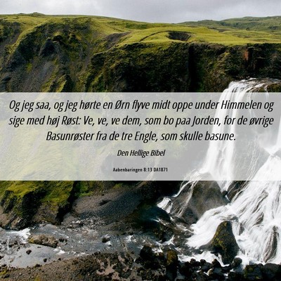 Picture 06 - Aabenbaringen 8:13 DA1871 - Og jeg saa, og jeg hørte en Ørn flyve midt oppe - Bible Verse Picture