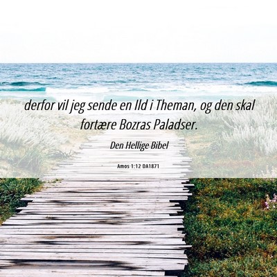 Picture 06 - Amos 1:12 DA1871 - derfor vil jeg sende en Ild i Theman, og den skal - Bible Verse Picture