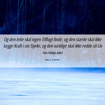 Picture 06 - Amos 2:14 DA1871 - Og den lette skal ingen Tilflugt finde, og den - Bible Verse Picture