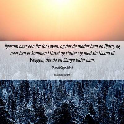 Picture 06 - Amos 5:19 DA1871 - ligesom naar een flyr for Løven, og der da - Bible Verse Picture
