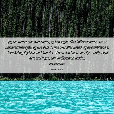 Picture 06 - Amos 9:1 DA1871 - Jeg saa Herren staa over Alteret, og han sagde: - Bible Verse Picture