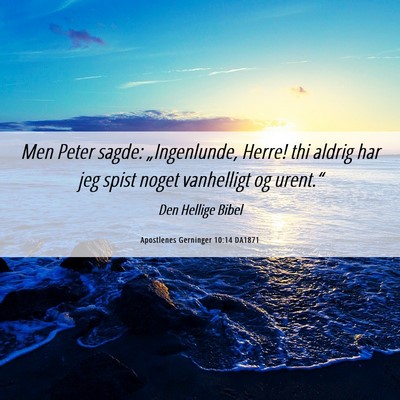 Picture 06 - Apostlenes Gerninger 10:14 DA1871 - Men Peter sagde: „Ingenlunde, Herre! thi aldrig - Bible Verse Picture
