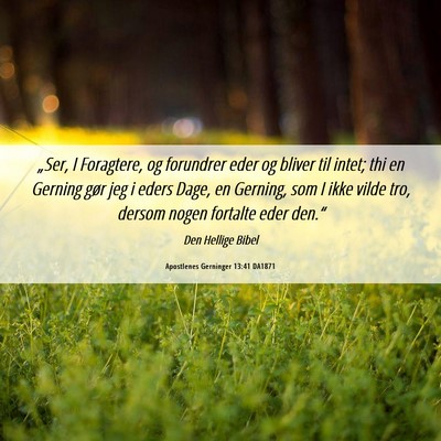 Picture 06 - Apostlenes Gerninger 13:41 DA1871 - „Ser, I Foragtere, og forundrer eder og bliver - Bible Verse Picture