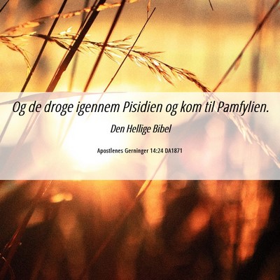 Picture 06 - Apostlenes Gerninger 14:24 DA1871 - Og de droge igennem Pisidien og kom til - Bible Verse Picture