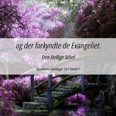 Picture 06 - Apostlenes Gerninger 14:7 DA1871 - og der forkyndte de - Bible Verse Picture