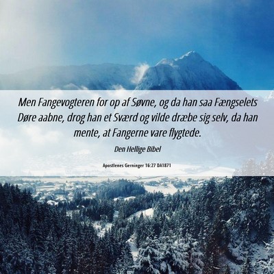 Picture 06 - Apostlenes Gerninger 16:27 DA1871 - Men Fangevogteren for op af Søvne, og da han saa - Bible Verse Picture