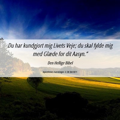 Picture 06 - Apostlenes Gerninger 2:28 DA1871 - Du har kundgjort mig Livets Veje; du skal fylde - Bible Verse Picture