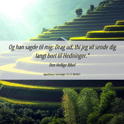 Picture 06 - Apostlenes Gerninger 22:21 DA1871 - Og han sagde til mig: Drag ud; thi jeg vil sende - Bible Verse Picture