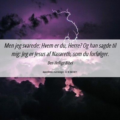 Picture 06 - Apostlenes Gerninger 22:8 DA1871 - Men jeg svarede: Hvem er du, Herre? Og han sagde - Bible Verse Picture
