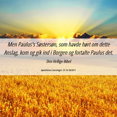 Picture 06 - Apostlenes Gerninger 23:16 DA1871 - Men Paulus's Søstersøn, som havde hørt om - Bible Verse Picture