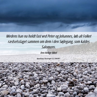 Picture 06 - Apostlenes Gerninger 3:11 DA1871 - Medens han nu holdt fast ved Peter og Johannes, - Bible Verse Picture