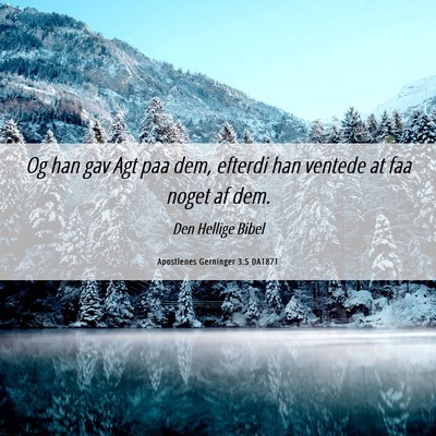 Picture 06 - Apostlenes Gerninger 3:5 DA1871 - Og han gav Agt paa dem, efterdi han ventede at - Bible Verse Picture