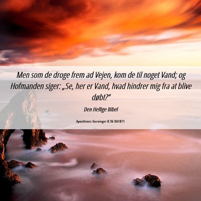Picture 06 - Apostlenes Gerninger 8:36 DA1871 - Men som de droge frem ad Vejen, kom de til noget - Bible Verse Picture