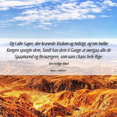 Picture 06 - Daniel 1:20 DA1871 - Og i alle Sager, der krævede Visdom og Indsigt, - Bible Verse Picture