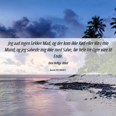 Picture 06 - Daniel 10:3 DA1871 - Jeg aad ingen lækker Mad, og der kom ikke Kød - Bible Verse Picture
