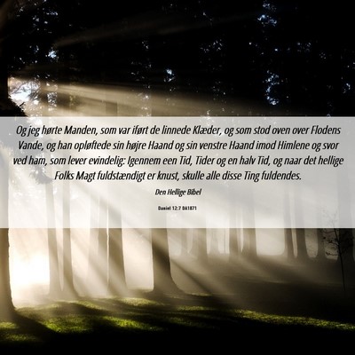 Picture 06 - Daniel 12:7 DA1871 - Og jeg hørte Manden, som var iført de linnede - Bible Verse Picture