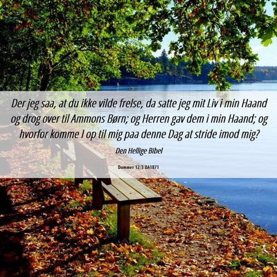 Picture 06 - Dommer 12:3 DA1871 - Der jeg saa, at du ikke vilde frelse, da satte - Bible Verse Picture