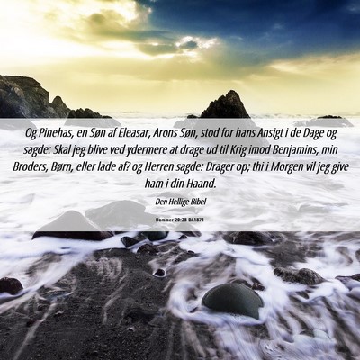 Picture 06 - Dommer 20:28 DA1871 - Og Pinehas, en Søn af Eleasar, Arons Søn, stod - Bible Verse Picture