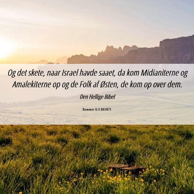 Picture 06 - Dommer 6:3 DA1871 - Og det skete, naar Israel havde saaet, da kom - Bible Verse Picture
