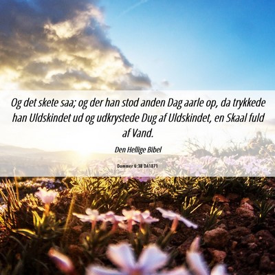 Picture 06 - Dommer 6:38 DA1871 - Og det skete saa; og der han stod anden Dag aarle - Bible Verse Picture