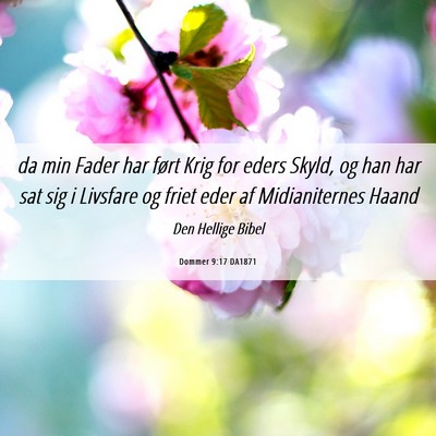 Picture 06 - Dommer 9:17 DA1871 - da min Fader har ført Krig for eders Skyld, og - Bible Verse Picture