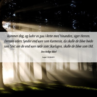 Picture 06 - Esajas 1:18 DA1871 - Kommer dog, og lader os gaa i Rette med hinanden, - Bible Verse Picture