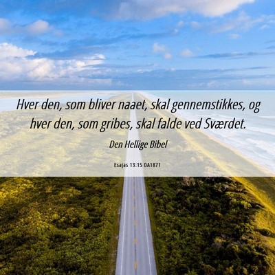 Picture 06 - Esajas 13:15 DA1871 - Hver den, som bliver naaet, skal gennemstikkes, - Bible Verse Picture