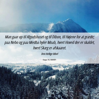 Picture 06 - Esajas 15:2 DA1871 - Man gaar op til Afgudshuset og til Dibon, til - Bible Verse Picture