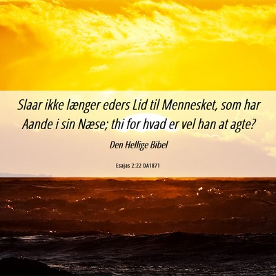 Picture 06 - Esajas 2:22 DA1871 - Slaar ikke længer eders Lid til Mennesket, som - Bible Verse Picture
