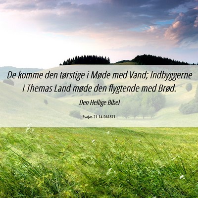 Picture 06 - Esajas 21:14 DA1871 - De komme den tørstige i Møde med Vand; - Bible Verse Picture