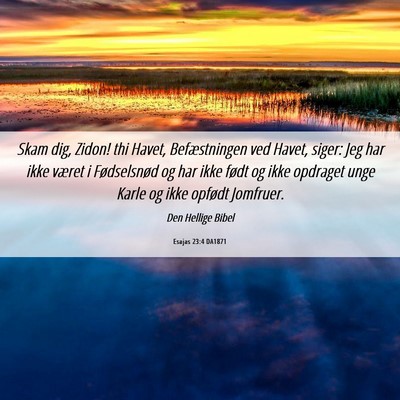 Picture 06 - Esajas 23:4 DA1871 - Skam dig, Zidon! thi Havet, Befæstningen ved - Bible Verse Picture