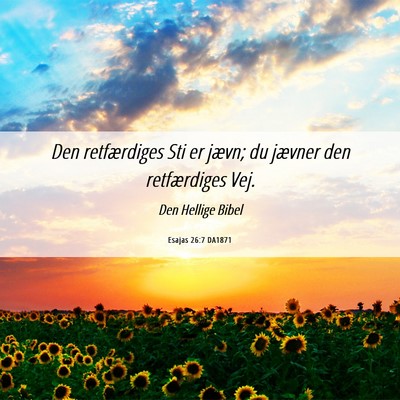 Picture 06 - Esajas 26:7 DA1871 - Den retfærdiges Sti er jævn; du jævner den - Bible Verse Picture