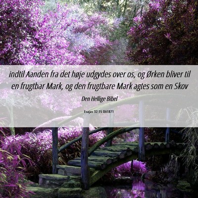 Picture 06 - Esajas 32:15 DA1871 - indtil Aanden fra det høje udgydes over os, og - Bible Verse Picture