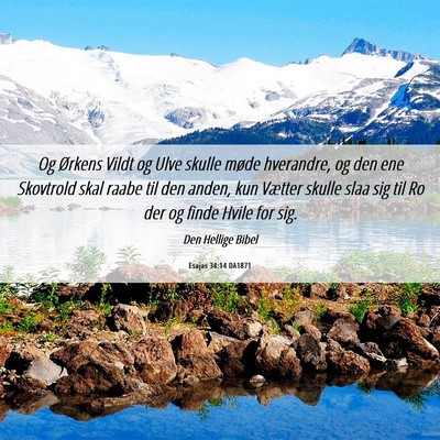 Picture 06 - Esajas 34:14 DA1871 - Og Ørkens Vildt og Ulve skulle møde hverandre, - Bible Verse Picture