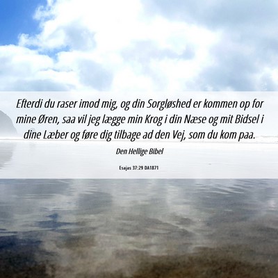 Picture 06 - Esajas 37:29 DA1871 - Efterdi du raser imod mig, og din Sorgløshed er - Bible Verse Picture