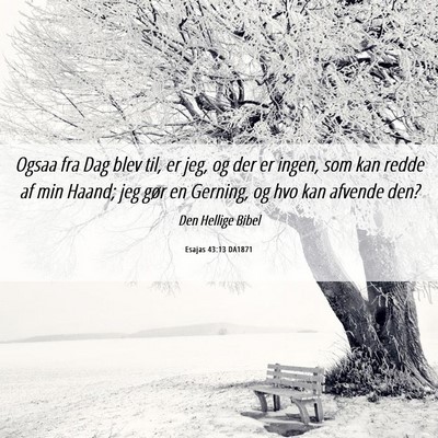 Picture 06 - Esajas 43:13 DA1871 - Ogsaa fra Dag blev til, er jeg, og der er ingen, - Bible Verse Picture
