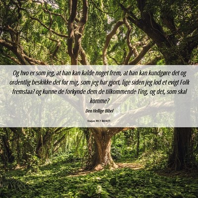 Picture 06 - Esajas 44:7 DA1871 - Og hvo er som jeg, at han kan kalde noget frem, - Bible Verse Picture