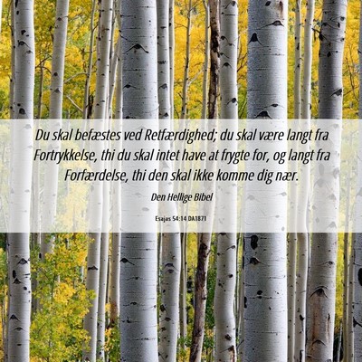 Picture 06 - Esajas 54:14 DA1871 - Du skal befæstes ved Retfærdighed; du skal - Bible Verse Picture