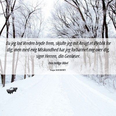 Picture 06 - Esajas 54:8 DA1871 - Da jeg lod Vreden bryde frem, skjulte jeg mit - Bible Verse Picture