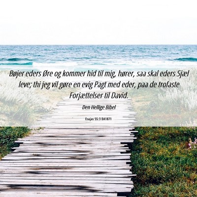 Picture 06 - Esajas 55:3 DA1871 - Bøjer eders Øre og kommer hid til mig, hører, - Bible Verse Picture