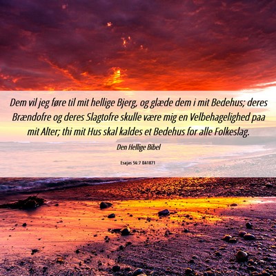Picture 06 - Esajas 56:7 DA1871 - Dem vil jeg føre til mit hellige Bjerg, og - Bible Verse Picture