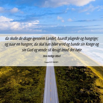 Picture 06 - Esajas 8:21 DA1871 - da skulle de drage igennem Landet, haardt plagede - Bible Verse Picture