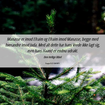 Picture 06 - Esajas 9:21 DA1871 - Manasse er imod Efraim og Efraim imod Manasse, - Bible Verse Picture