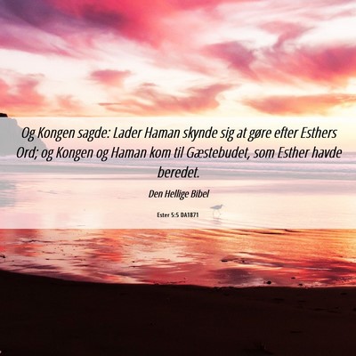 Picture 06 - Ester 5:5 DA1871 - Og Kongen sagde: Lader Haman skynde sig at gøre - Bible Verse Picture