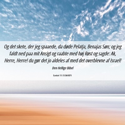 Picture 06 - Ezekiel 11:13 DA1871 - Og det skete, der jeg spaaede, da døde Pelatja, - Bible Verse Picture