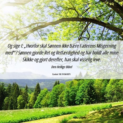 Picture 06 - Ezekiel 18:19 DA1871 - Og sige I: „Hvorfor skal Sønnen ikke bære - Bible Verse Picture