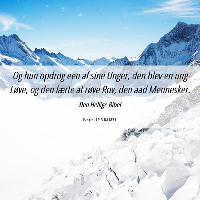 Picture 06 - Ezekiel 19:3 DA1871 - Og hun opdrog een af sine Unger, den blev en ung - Bible Verse Picture